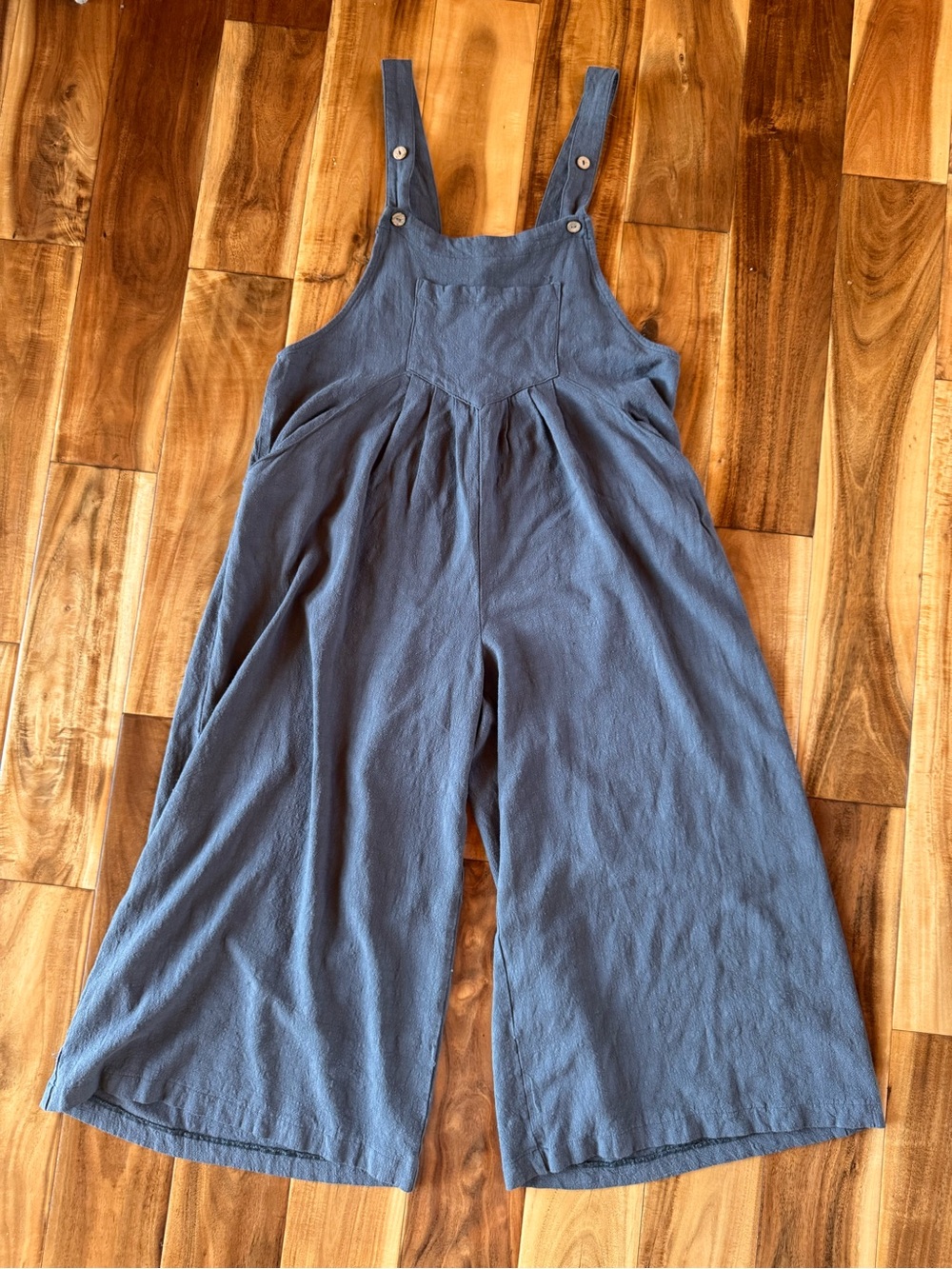 Anrabess Wide Leg Linen-Blend Jumpsuit in Slate Blue